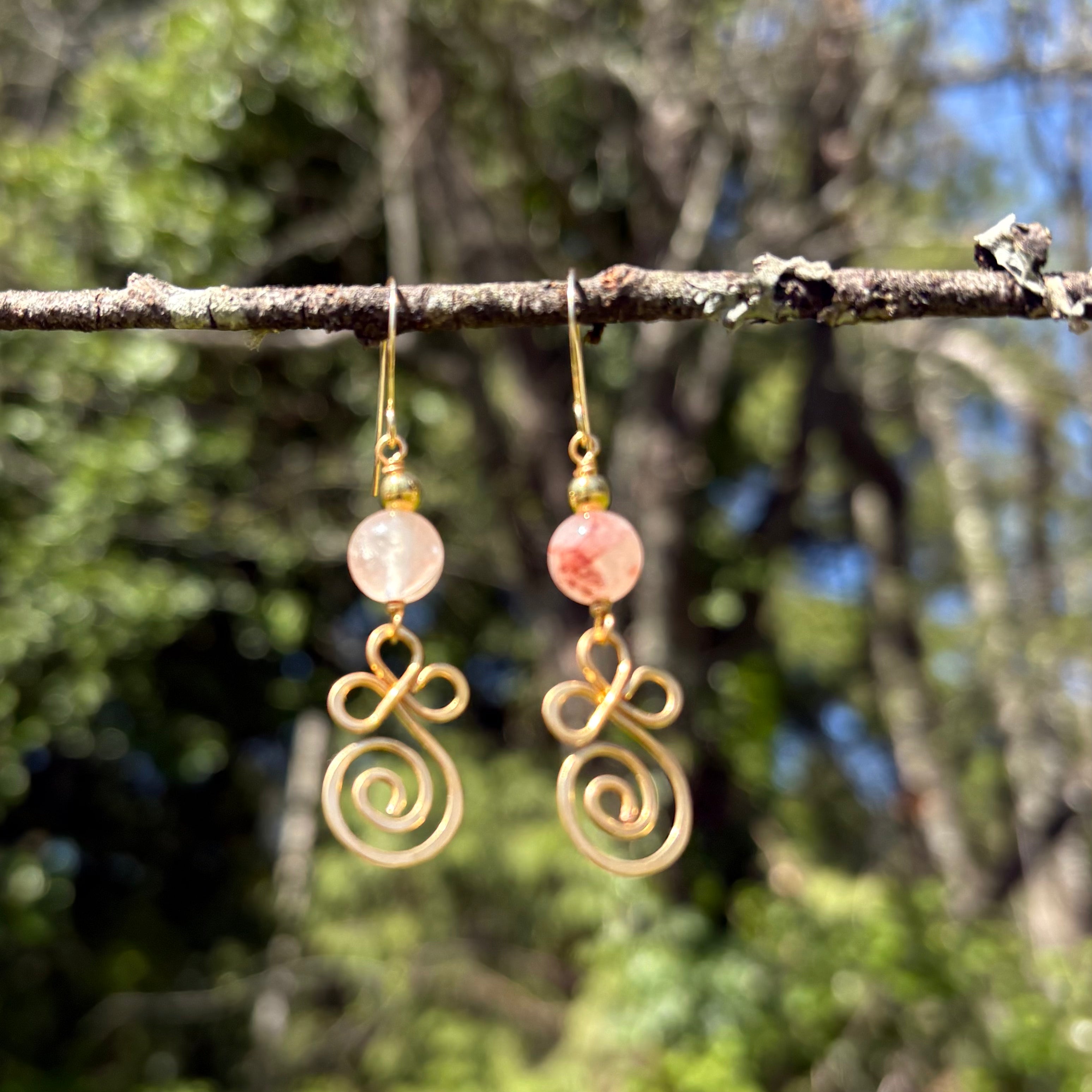 Cherry Quartz Swirl Earrings