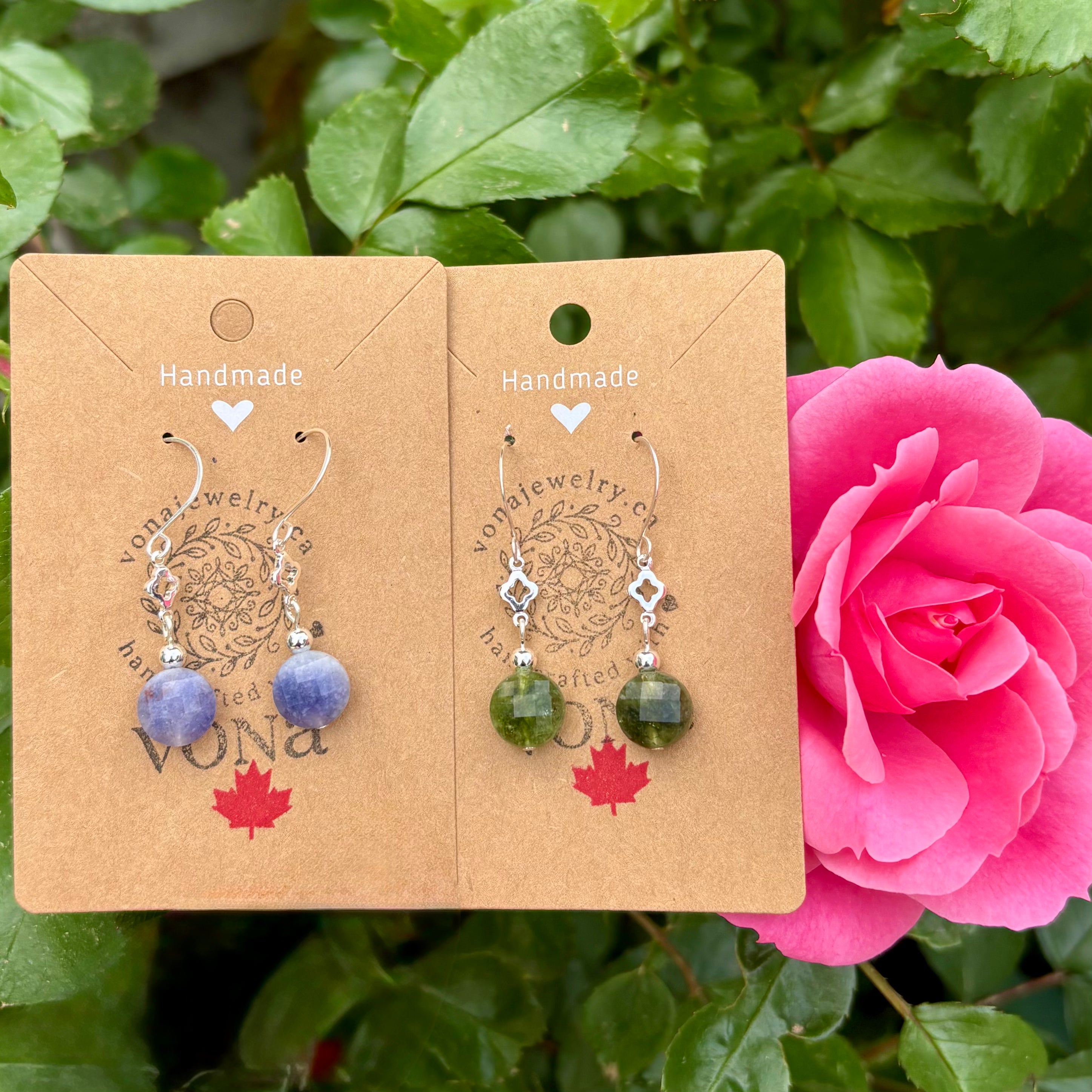 Silver & Gemstone Charm Earrings