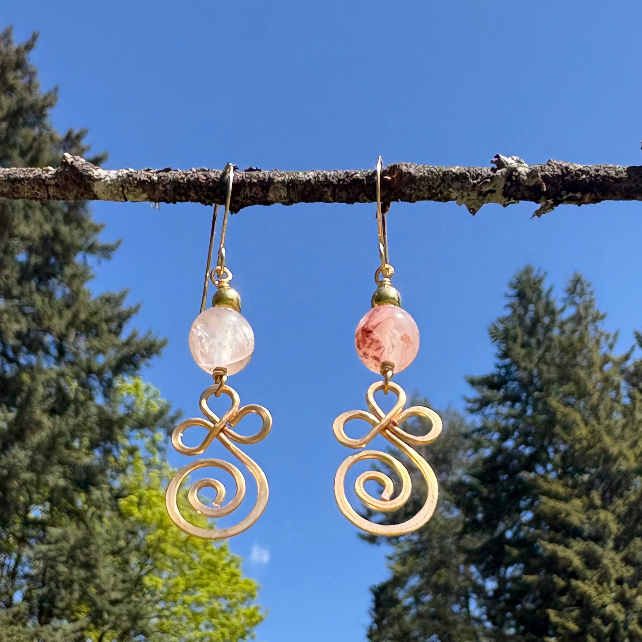 Cherry Quartz Swirl Earrings