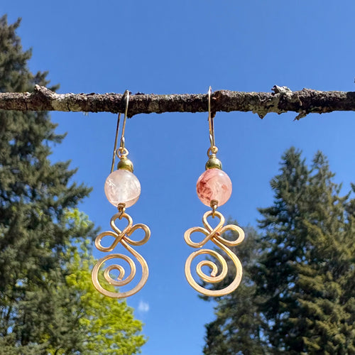 Cherry Quartz Swirl Earrings